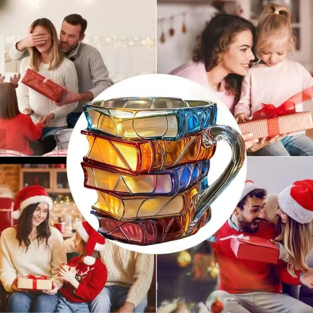 3D Painted Book Stack Coffee Mug - Novelty Acrylic Mug Gift ✨