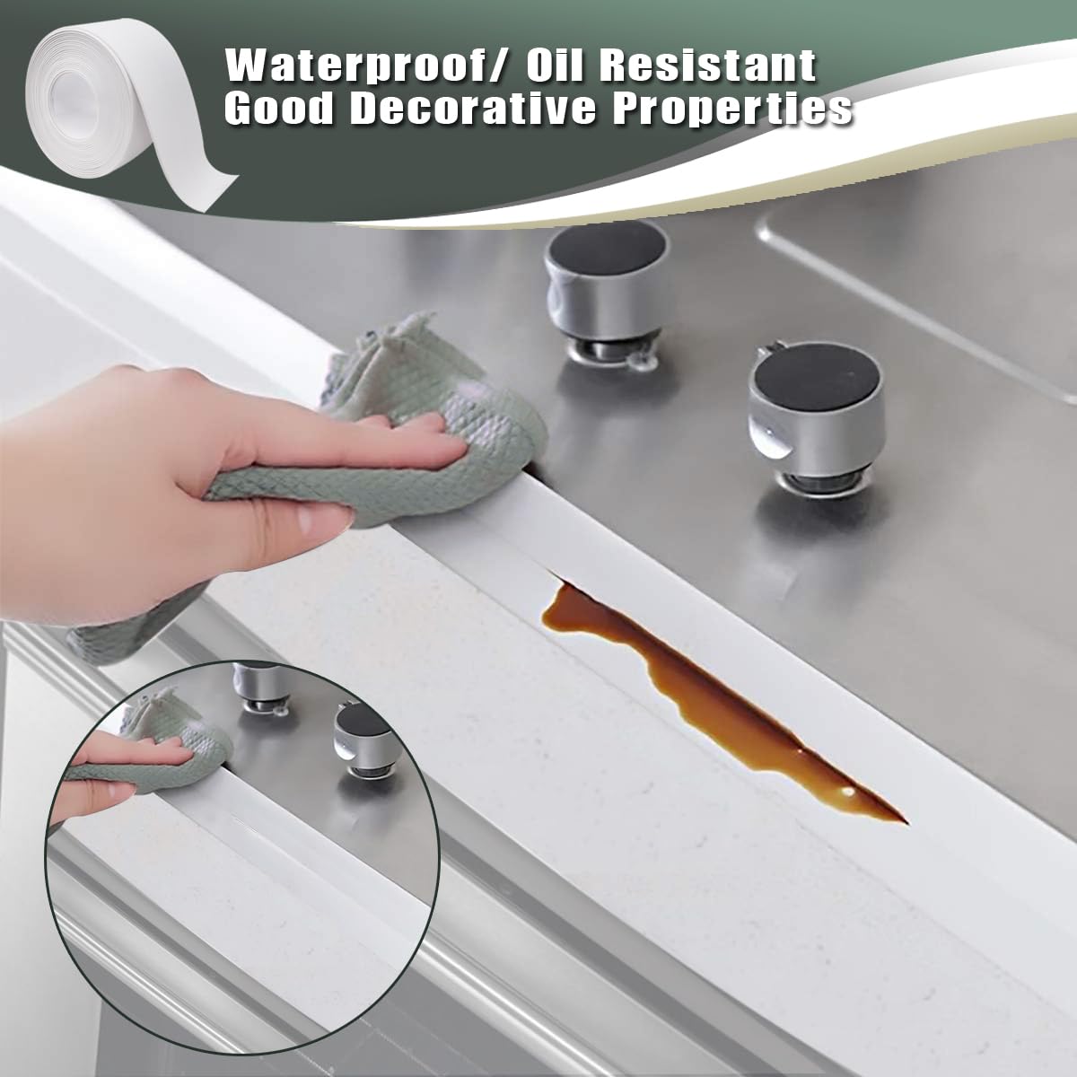 PE Self-Adhesive Caulk Strip Tape - Kitchen Bathroom Sealing