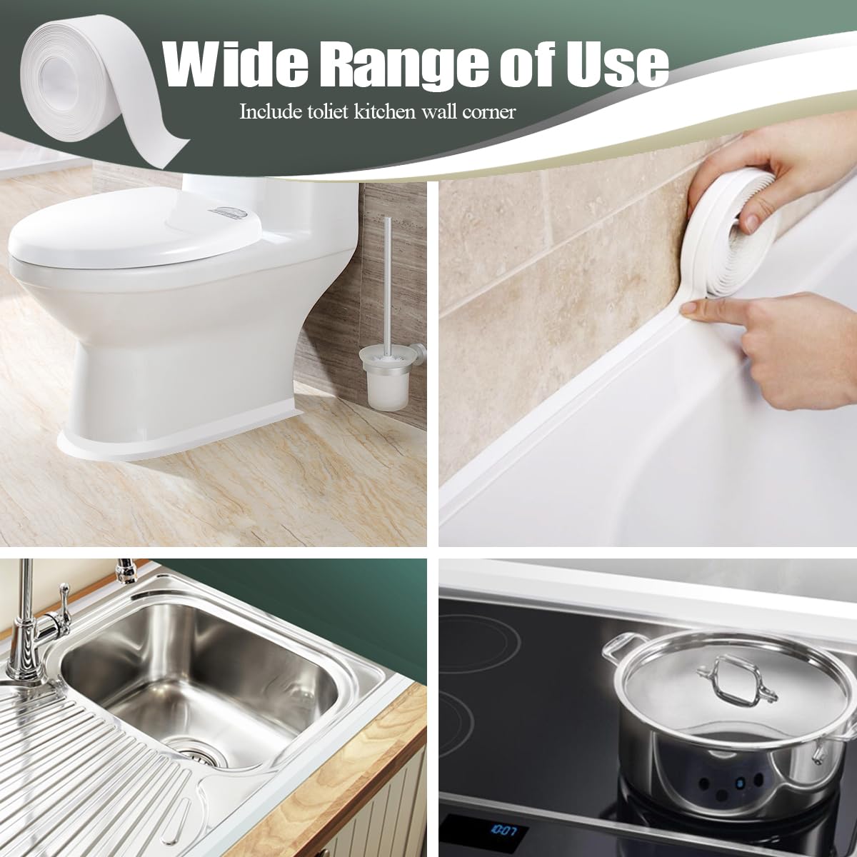 PE Self-Adhesive Caulk Strip Tape - Kitchen Bathroom Sealing