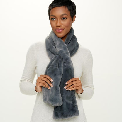 Faux Fur Scarf With Hidden Zipper Pocket