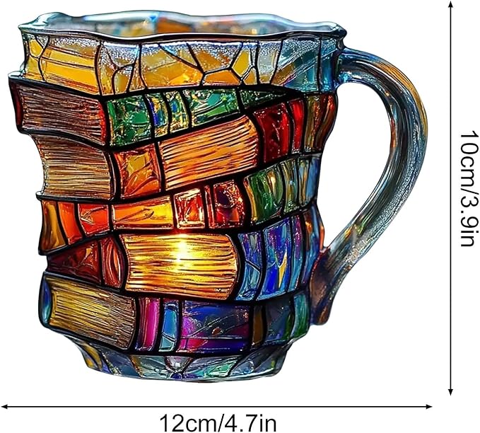3D Painted Book Stack Coffee Mug - Novelty Acrylic Mug Gift ✨