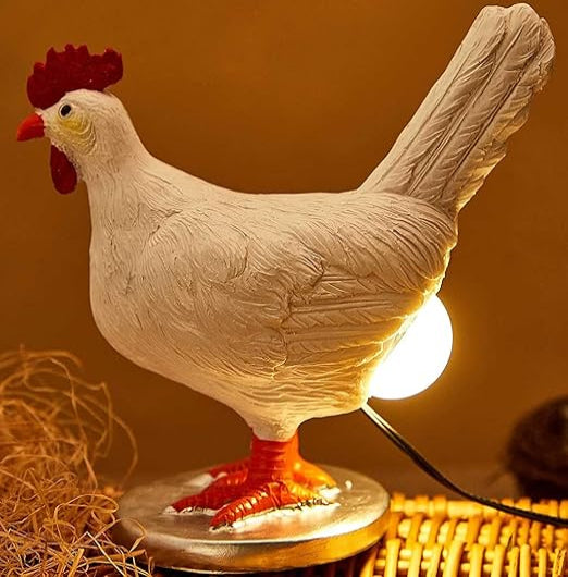Realistic Resin Chicken Lamp with LED Egg Bulb