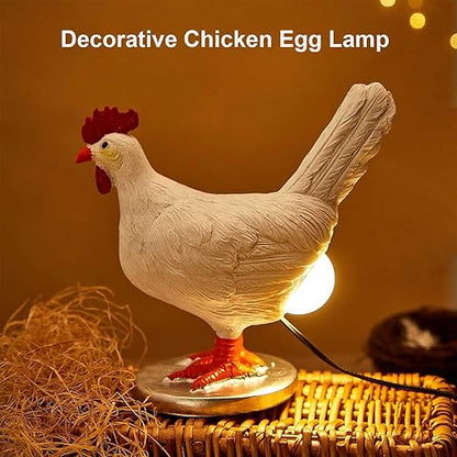 Realistic Resin Chicken Lamp with LED Egg Bulb