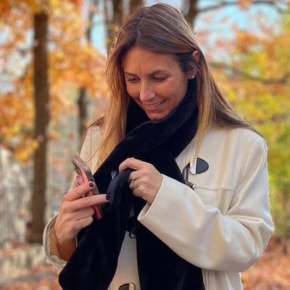 Faux Fur Scarf With Hidden Zipper Pocket