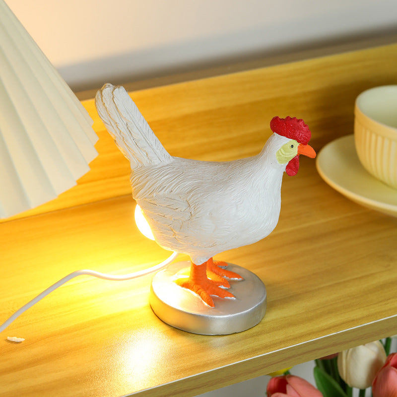Realistic Resin Chicken Lamp with LED Egg Bulb