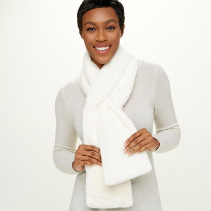 Faux Fur Scarf With Hidden Zipper Pocket