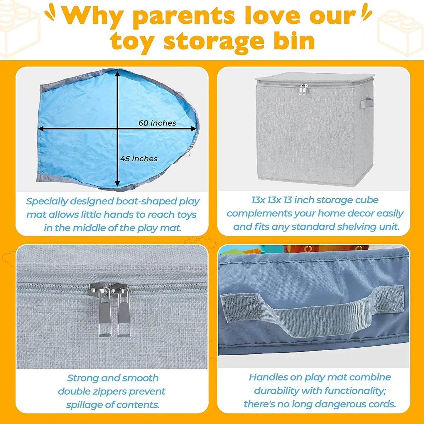 Stackable and Foldable Cube Toy Organizer and Storage Bin