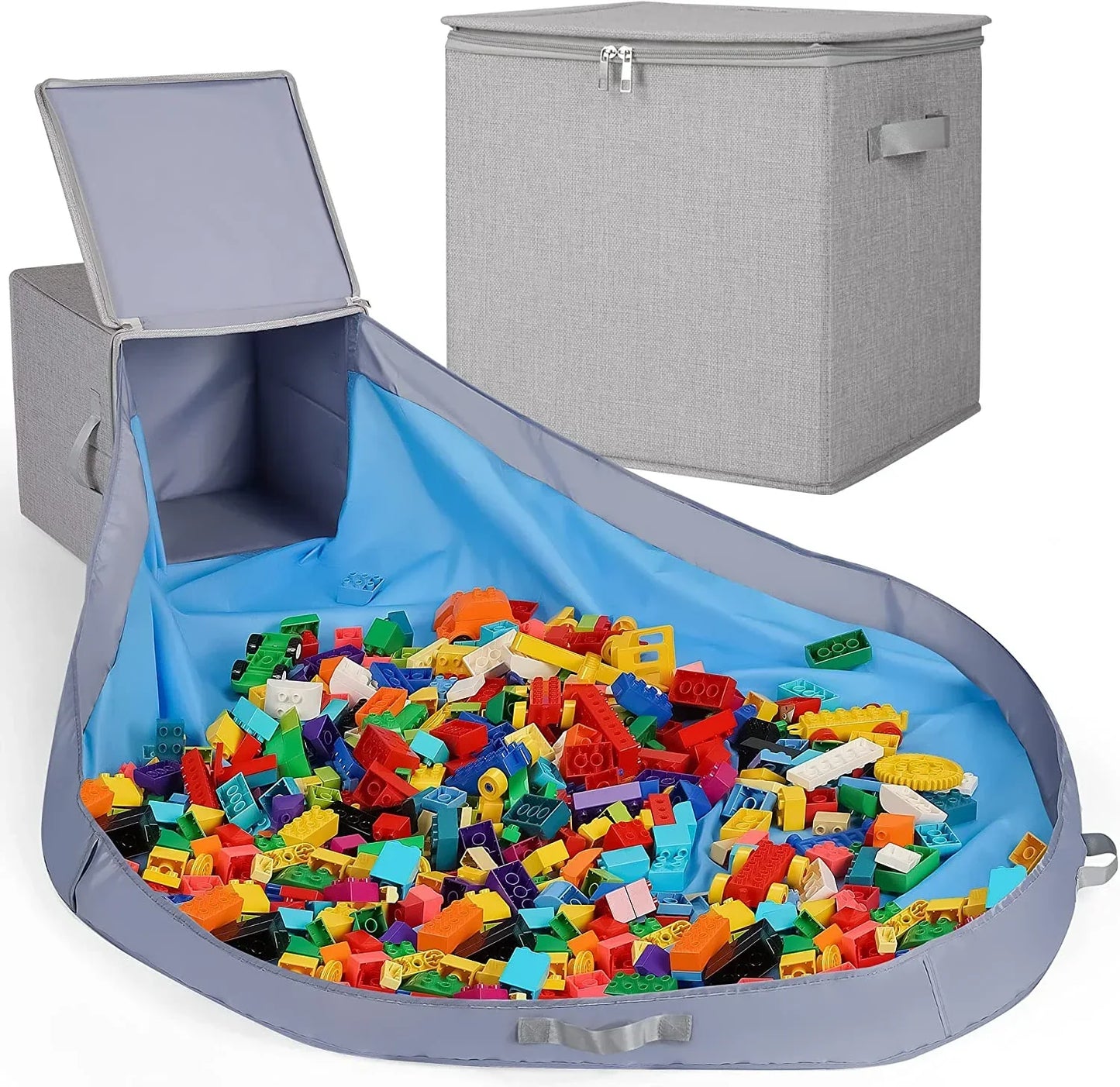 Stackable and Foldable Cube Toy Organizer and Storage Bin